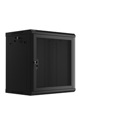 Lanberg WF01-6412-23B 19" 12U SZÉL:600mm MÉLY:450mm MAG:512mm lapraszerelt perforált ajtós fekete fali rack szekrény