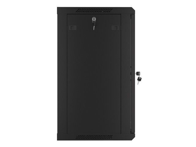 Lanberg WF01-6415-10B 19" 15U SZÉL:600mm MÉLY:450mm MAG:774mm lapraszerelt üvegajtós fekete fali rack szekrény