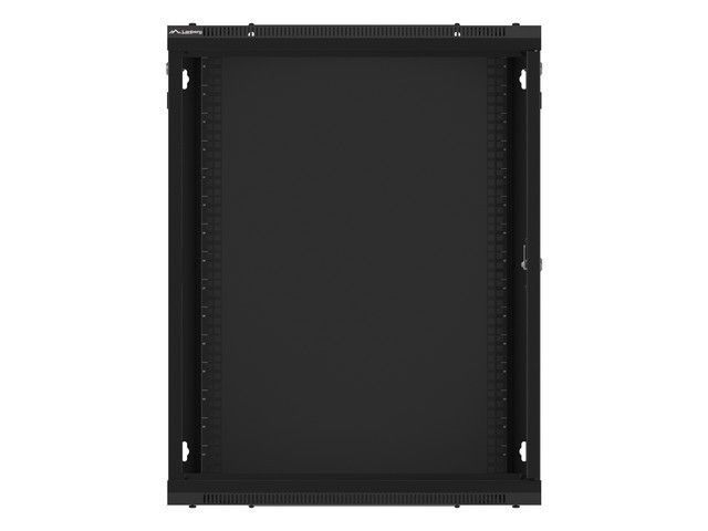 Lanberg WF01-6415-10B 19" 15U SZÉL:600mm MÉLY:450mm MAG:774mm lapraszerelt üvegajtós fekete fali rack szekrény