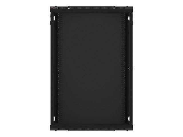Lanberg WF01-6418-10B 19" 18U SZÉL:600mm MÉLY:450mm MAG:907mm lapraszerelt üvegajtós fekete fali rack szekrény