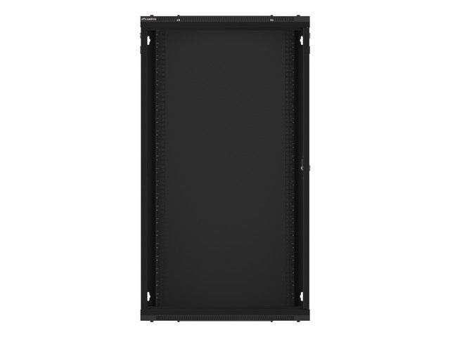 Lanberg WF01-6422-10B 19" 22U SZÉL:600mm MÉLY:450mm MAG:1085mm lapraszerelt üvegajtós fekete fali rack szekrény