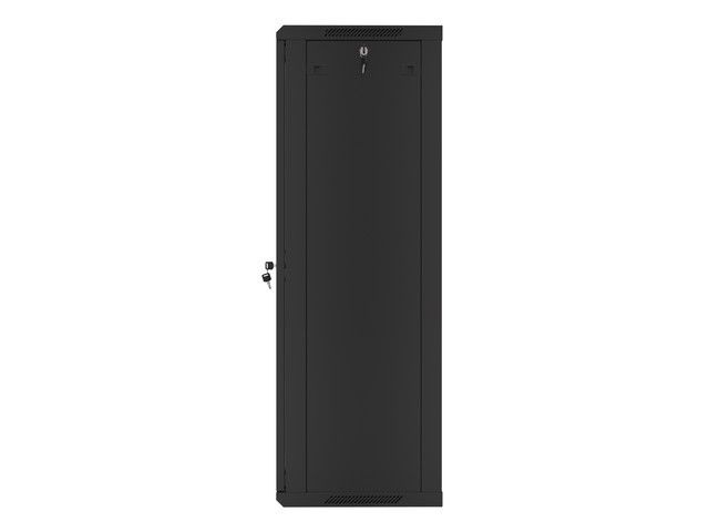 Lanberg WF01-6427-10B 19" 27U SZÉL:600mm MÉLY:450mm MAG:1307mm lapraszerelt üvegajtós fekete fali rack szekrény