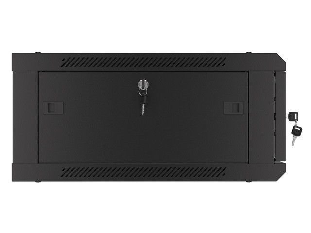 Lanberg WF01-6604-10B 19" 4U SZÉL:600mm MÉLY:600mm MAG:290mm lapraszerelt üvegajtós fekete fali rack szekrény