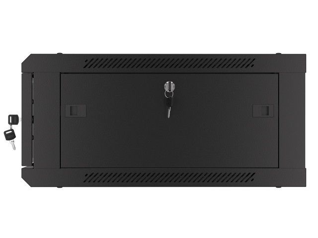 Lanberg WF01-6604-10B 19" 4U SZÉL:600mm MÉLY:600mm MAG:290mm lapraszerelt üvegajtós fekete fali rack szekrény