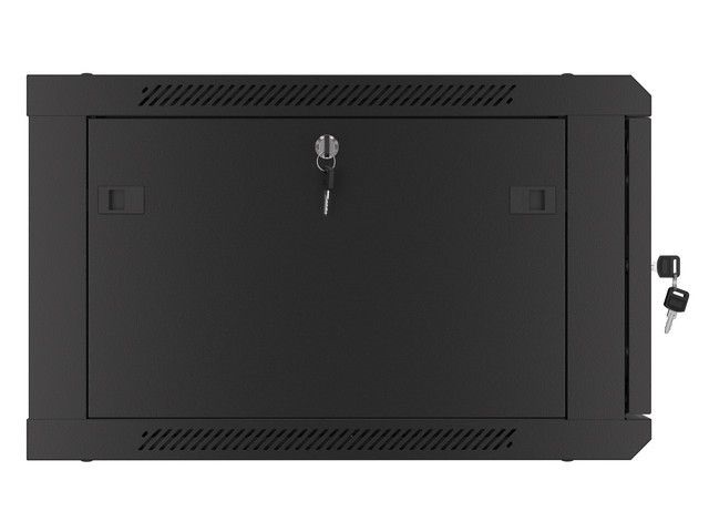 Lanberg WF01-6606-00B 19" 6U SZÉL:600mm MÉLY:600mm MAG:379mm lapraszerelt fémajtós fekete fali rack szekrény