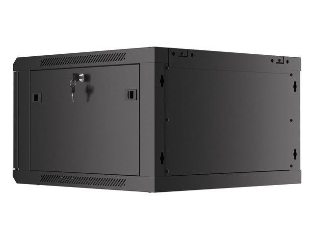 Lanberg WF01-6606-00B 19" 6U SZÉL:600mm MÉLY:600mm MAG:379mm lapraszerelt fémajtós fekete fali rack szekrény