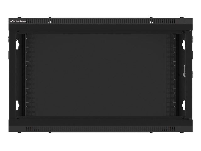 Lanberg WF01-6606-00B 19" 6U SZÉL:600mm MÉLY:600mm MAG:379mm lapraszerelt fémajtós fekete fali rack szekrény