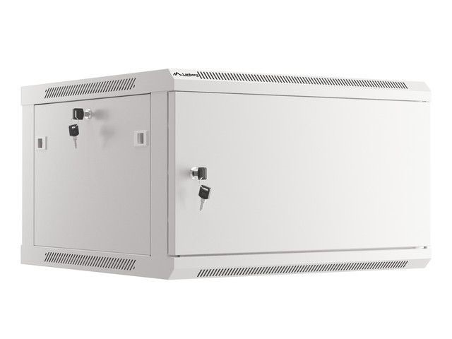 Lanberg WF01-6606-00S 19" 6U SZÉL:600mm MÉLY:600mm MAG:379mm lapraszerelt fémajtós szürke fali rack szekrény
