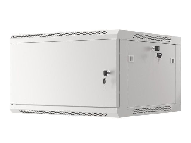 Lanberg WF01-6606-00S 19" 6U SZÉL:600mm MÉLY:600mm MAG:379mm lapraszerelt fémajtós szürke fali rack szekrény
