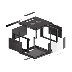 Lanberg WF01-6606-10B 19" 6U SZÉL:600mm MÉLY:600mm MAG:379mm lapraszerelt üvegajtós fekete fali rack szekrény