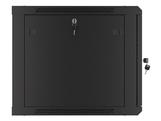 Lanberg WF01-6609-00B 19" 9U SZÉL:600mm MÉLY:600mm MAG:512mm lapraszerelt fémajtós fekete fali rack szekrény