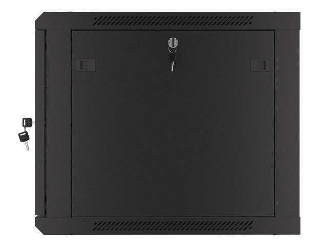 Lanberg WF01-6609-00B 19" 9U SZÉL:600mm MÉLY:600mm MAG:512mm lapraszerelt fémajtós fekete fali rack szekrény