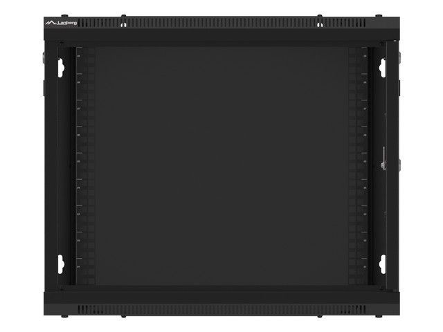 Lanberg WF01-6609-00B 19" 9U SZÉL:600mm MÉLY:600mm MAG:512mm lapraszerelt fémajtós fekete fali rack szekrény