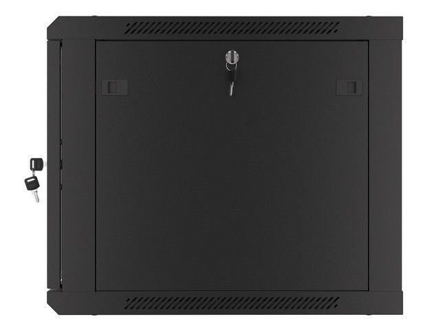 Lanberg WF01-6609-10B 19" 9U SZÉL:600mm MÉLY:600mm MAG:512mm lapraszerelt üvegajtós fekete fali rack szekrény