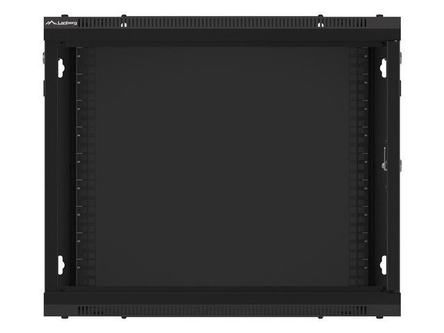Lanberg WF01-6609-10B 19" 9U SZÉL:600mm MÉLY:600mm MAG:512mm lapraszerelt üvegajtós fekete fali rack szekrény
