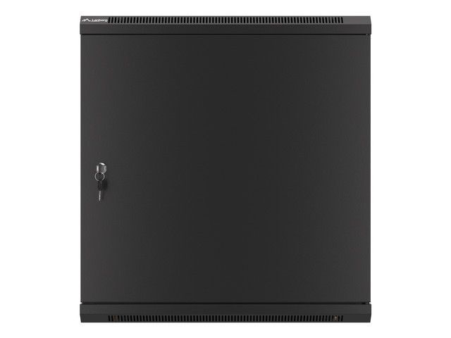 Lanberg WF01-6612-00B 19" 12U SZÉL:600mm MÉLY:600mm MAG:645mm lapraszerelt fémajtós fekete fali rack szekrény