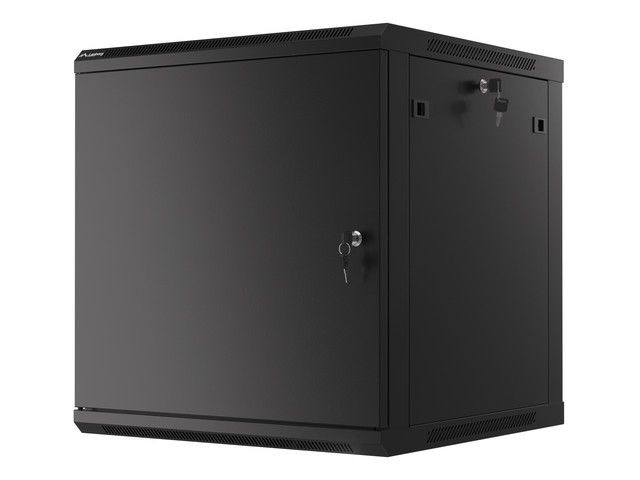 Lanberg WF01-6612-00B 19" 12U SZÉL:600mm MÉLY:600mm MAG:645mm lapraszerelt fémajtós fekete fali rack szekrény