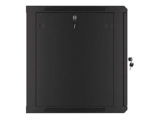 Lanberg WF01-6612-00B 19" 12U SZÉL:600mm MÉLY:600mm MAG:645mm lapraszerelt fémajtós fekete fali rack szekrény