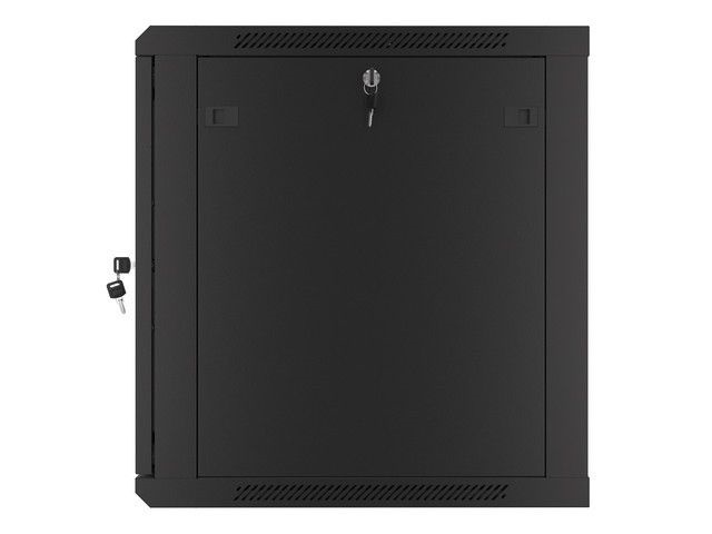 Lanberg WF01-6612-00B 19" 12U SZÉL:600mm MÉLY:600mm MAG:645mm lapraszerelt fémajtós fekete fali rack szekrény