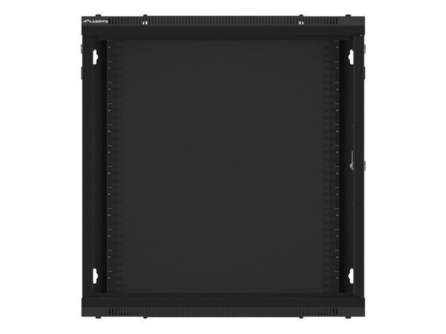 Lanberg WF01-6612-00B 19" 12U SZÉL:600mm MÉLY:600mm MAG:645mm lapraszerelt fémajtós fekete fali rack szekrény