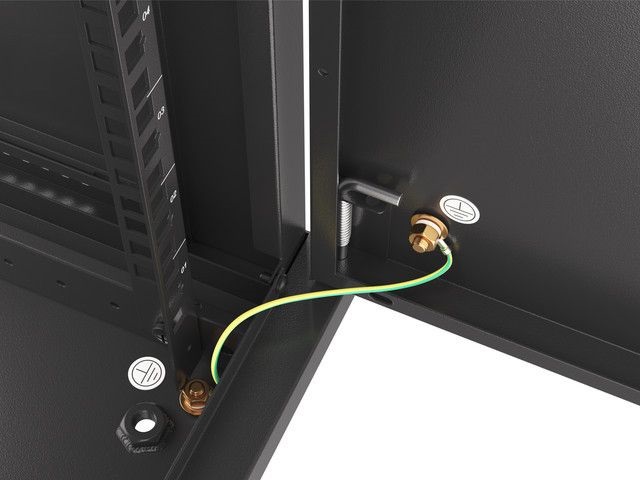 Lanberg WF01-6612-00B 19" 12U SZÉL:600mm MÉLY:600mm MAG:645mm lapraszerelt fémajtós fekete fali rack szekrény