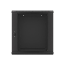 Lanberg WF01-6612-10B 19" 12U SZÉL:600mm MÉLY:600mm MAG:640mm lapraszerelt üvegajtós fekete fali rack szekrény