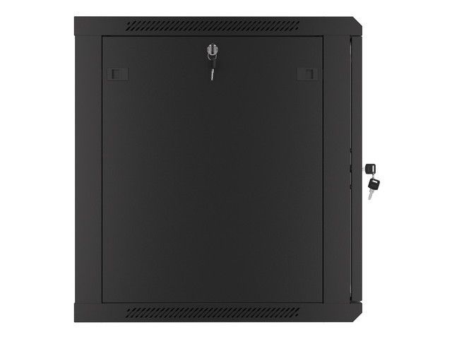 Lanberg WF01-6612-10B 19" 12U SZÉL:600mm MÉLY:600mm MAG:640mm lapraszerelt üvegajtós fekete fali rack szekrény