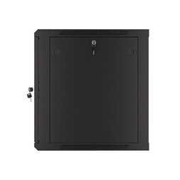 Lanberg WF01-6612-10B 19" 12U SZÉL:600mm MÉLY:600mm MAG:640mm lapraszerelt üvegajtós fekete fali rack szekrény