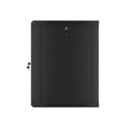 Lanberg WF01-6615-10B 19" 15U SZÉL:600mm MÉLY:600mm MAG:774mm lapraszerelt üvegajtós fekete fali rack szekrény