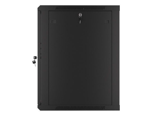 Lanberg WF01-6615-10B 19" 15U SZÉL:600mm MÉLY:600mm MAG:774mm lapraszerelt üvegajtós fekete fali rack szekrény