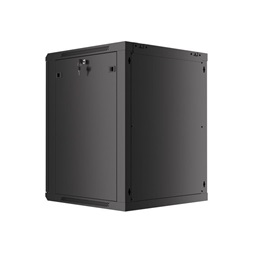 Lanberg WF01-6615-10B 19" 15U SZÉL:600mm MÉLY:600mm MAG:774mm lapraszerelt üvegajtós fekete fali rack szekrény