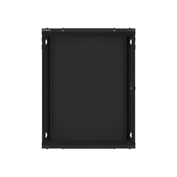 Lanberg WF01-6615-10B 19" 15U SZÉL:600mm MÉLY:600mm MAG:774mm lapraszerelt üvegajtós fekete fali rack szekrény