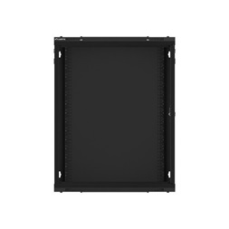 Lanberg WF01-6615-10B 19" 15U SZÉL:600mm MÉLY:600mm MAG:774mm lapraszerelt üvegajtós fekete fali rack szekrény
