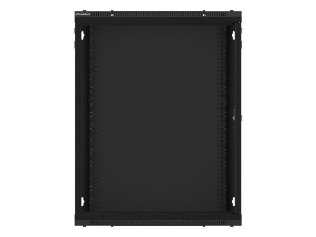 Lanberg WF01-6615-10B 19" 15U SZÉL:600mm MÉLY:600mm MAG:774mm lapraszerelt üvegajtós fekete fali rack szekrény