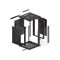 Lanberg WF01-6615-10B 19" 15U SZÉL:600mm MÉLY:600mm MAG:774mm lapraszerelt üvegajtós fekete fali rack szekrény