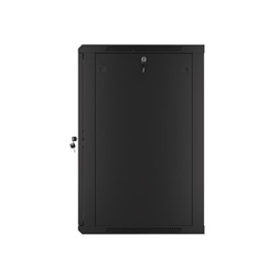 Lanberg WF01-6618-10B 19" 18U SZÉL:600mm MÉLY:600mm MAG:907mm lapraszerelt üvegajtós fekete fali rack szekrény