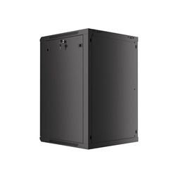 Lanberg WF01-6618-10B 19" 18U SZÉL:600mm MÉLY:600mm MAG:907mm lapraszerelt üvegajtós fekete fali rack szekrény