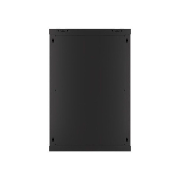 Lanberg WF01-6618-10B 19" 18U SZÉL:600mm MÉLY:600mm MAG:907mm lapraszerelt üvegajtós fekete fali rack szekrény