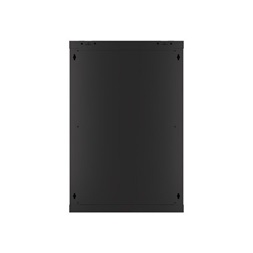 Lanberg WF01-6618-10B 19" 18U SZÉL:600mm MÉLY:600mm MAG:907mm lapraszerelt üvegajtós fekete fali rack szekrény