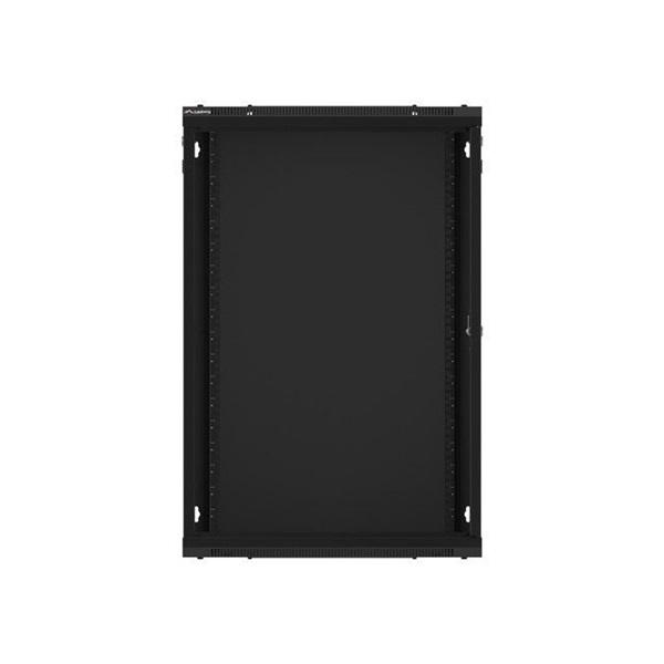 Lanberg WF01-6618-10B 19" 18U SZÉL:600mm MÉLY:600mm MAG:907mm lapraszerelt üvegajtós fekete fali rack szekrény