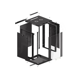 Lanberg WF01-6618-10B 19" 18U SZÉL:600mm MÉLY:600mm MAG:907mm lapraszerelt üvegajtós fekete fali rack szekrény