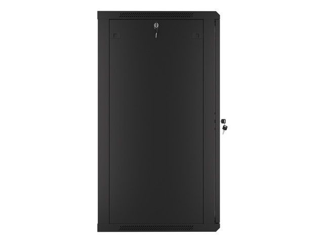 Lanberg WF01-6622-10B 19" 22U SZÉL:600mm MÉLY:600mm MAG:1085mm lapraszerelt üvegajtós fekete fali rack szekrény