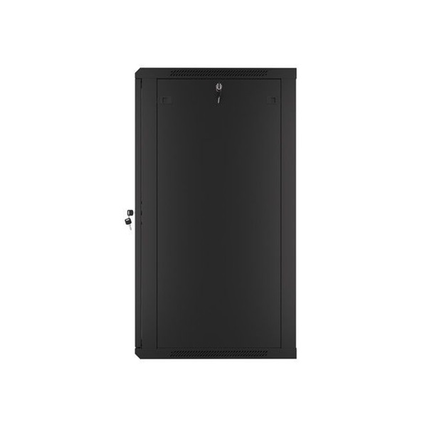 Lanberg WF01-6622-10B 19" 22U SZÉL:600mm MÉLY:600mm MAG:1085mm lapraszerelt üvegajtós fekete fali rack szekrény