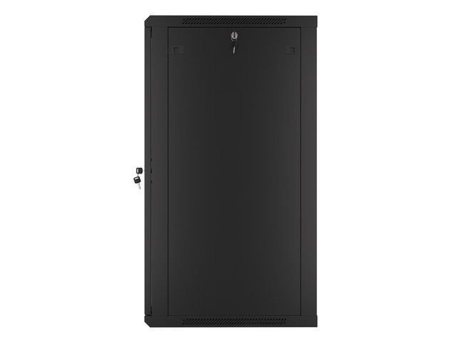 Lanberg WF01-6622-10B 19" 22U SZÉL:600mm MÉLY:600mm MAG:1085mm lapraszerelt üvegajtós fekete fali rack szekrény