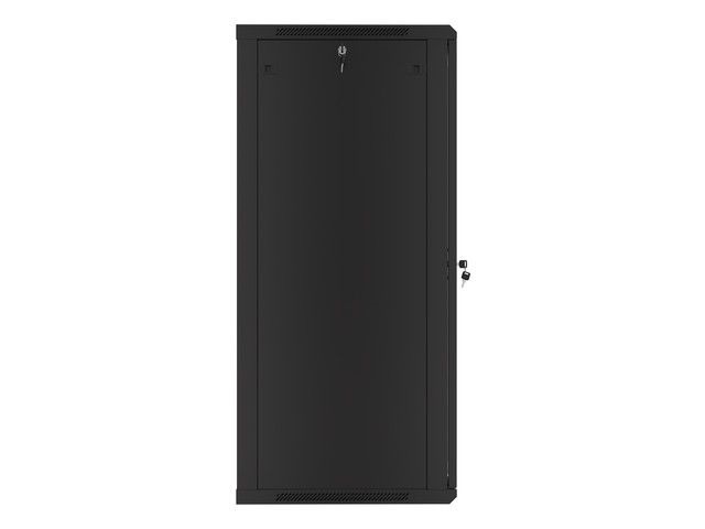 Lanberg WF01-6627-10B 19" 27U SZÉL:600mm MÉLY:600mm MAG:1307mm lapraszerelt üvegajtós fekete fali rack szekrény