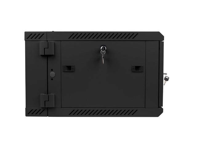 Lanberg WF02-6606-10B 19" 6U SZÉL:600mm MÉLY:600mm MAG:374mm lapraszerelt üvegajtós fekete kétrészes fali rack szekrény