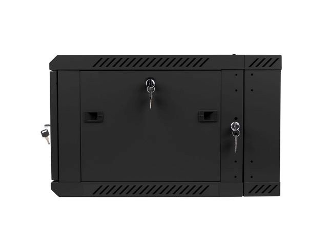 Lanberg WF02-6606-10B 19" 6U SZÉL:600mm MÉLY:600mm MAG:374mm lapraszerelt üvegajtós fekete kétrészes fali rack szekrény