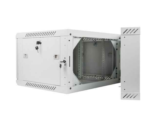 Lanberg WF02-6606-10S 19" 6U SZÉL:600mm MÉLY:600mm MAG:374mm lapraszerelt üvegajtós szürke kétrészes fali rack szekrény