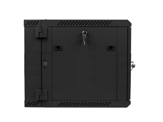 Lanberg WF02-6609-10B 19" 9U SZÉL:600mm MÉLY:600mm MAG:507mm lapraszerelt üvegajtós fekete kétrészes fali rack szekrény