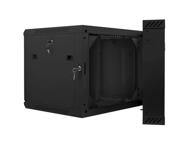 Lanberg WF02-6609-10B 19" 9U SZÉL:600mm MÉLY:600mm MAG:507mm lapraszerelt üvegajtós fekete kétrészes fali rack szekrény